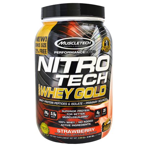 Nitro tech whey isolate gold: Muscletech, Nitro Tech, 100% Whey Gold, Strawberry, 2.20 ...