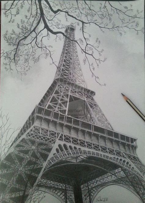 45 Easy And Beautiful Eiffel Tower Drawing And Sketches Landscape