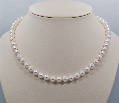 Vintage 75 8mm Pearl Necklace Wantique Diamond Pearl