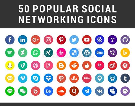 Social Media Icons Set Logo Vector Illustrator Editorial Image