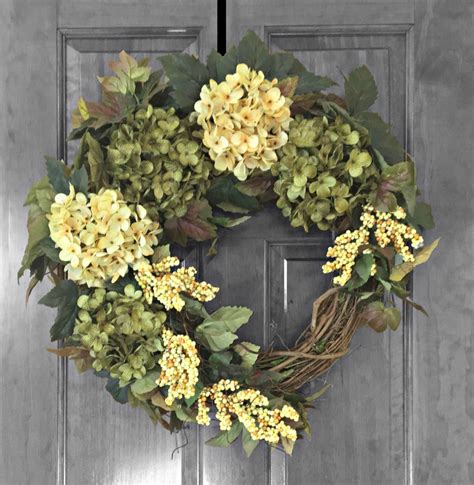 Summer Wreath Front Door Wreaths Green Hydrangea Wreath Door