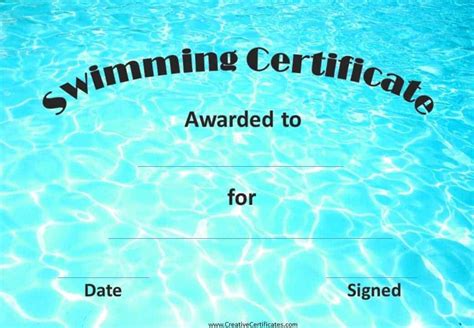 Free Printable Swimming Certificates Printable Templates