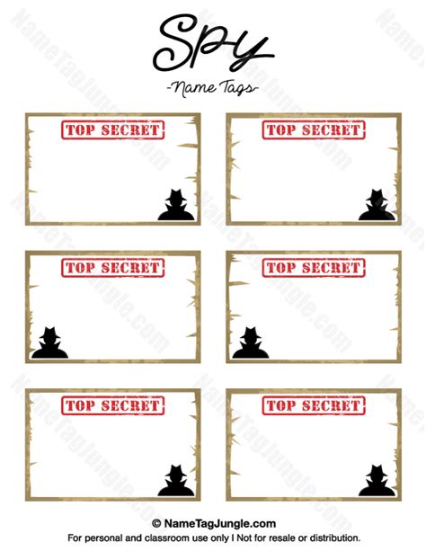 Free Printable Spy Name Tags The Template Can Also Be Used For