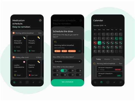 Healthy Reminder Dark Mode Mobile Ui Kit Uplabs