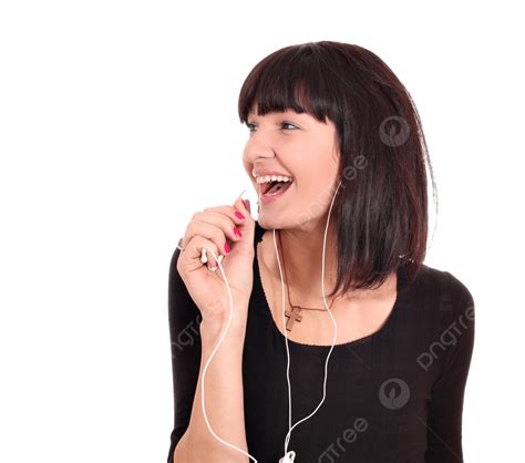 Happy Girl Listening Music And Sing Beat Caucasian Woman Girl Png