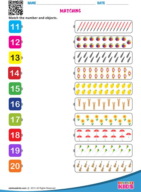 Matching Numbers With Objects 1 10 Worksheets For Preschool