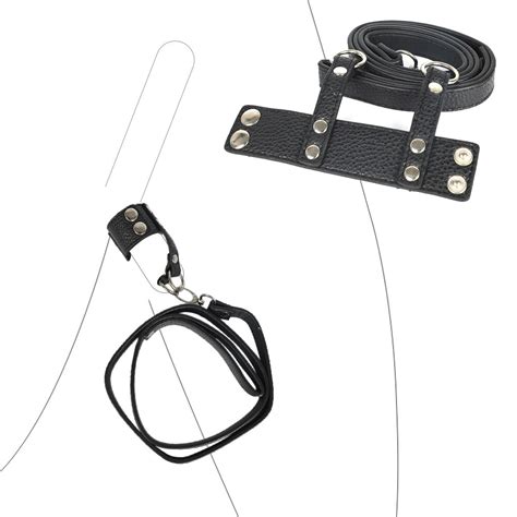 Men Penis Sleeve Ring Erection Impotence Sex Aid Chain Leash Leather Cock Ring Ball Stretcher