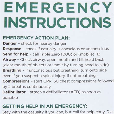 First Aid Instruction Sheet Brenniston