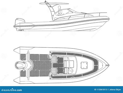 Boat Blueprint Isolated Stock Illustration Illustration Of Outline