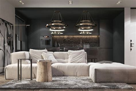 Modern Monochrome Apartment On Behance Monochrome Living Room