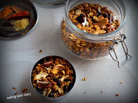 In a small saucepan over medium heat, combine the dates and water. Easy Savory or Masala Granola For Diabetes Friendly ...