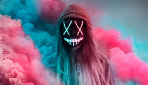1336x768 Neon Mask Girl Colorful Gas Laptop Hd Hd 4k Wallpapersimagesbackgroundsphotos And