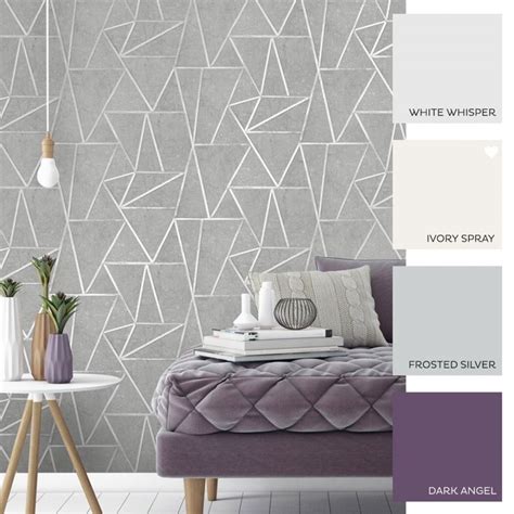 Metro Geometric Apex Wallpaper In Grey And Silver Wallpaper Uk