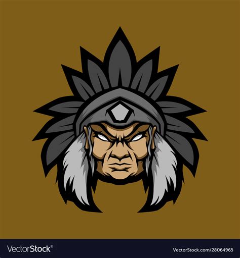 Old Man Indian Head Mascot Logo Royalty Free Vector Image