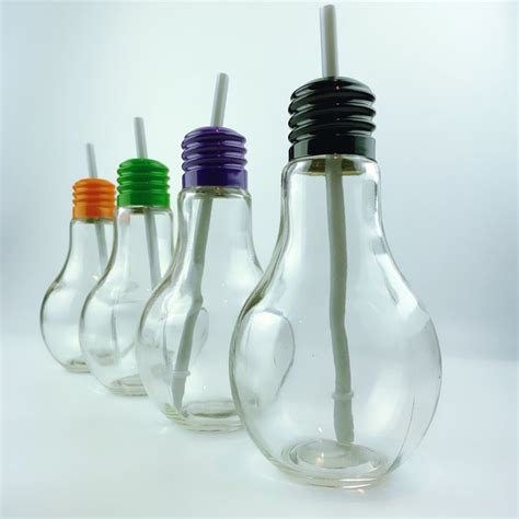 Harvest Parade Light Bulb Shaped Glass Bottle Drinking Glasses With