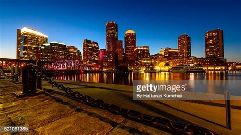 Boston Skyline From Boston Harborwalk High Res Stock Photo Getty Images