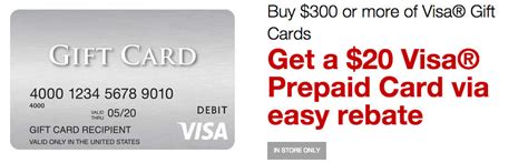 Select the amount of prepaid credit you want on your card. Get $20 Back When You Buy $300 in Visa Gift Cards at Staples