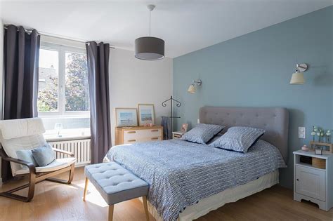 Bedroom With Pastel Blue Accent Wall And Buy Image 11991581