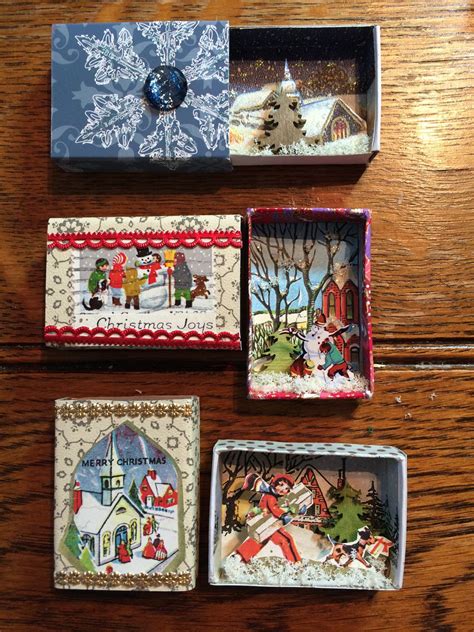 Christmas Matchbox Scenes Made By Jane Corbett Matchbox Crafts Xmas