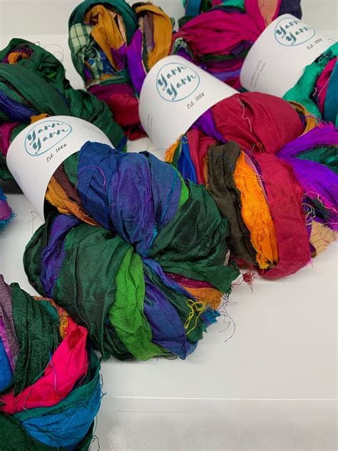 Sari Silk Ribbon 200g Mixed Colour Ethical Yarn Ribbon Etsy