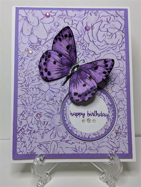 A Lovely Faith Themed Birthday Card Featuring Purples Butterflies And