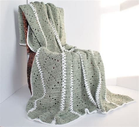 Afghan Handmade Crochet Blanket Queen Size Afghan Sage