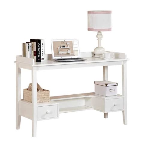 Cipacho 465 In Rectangle White Mdf 2 Drawer Computer Desk With