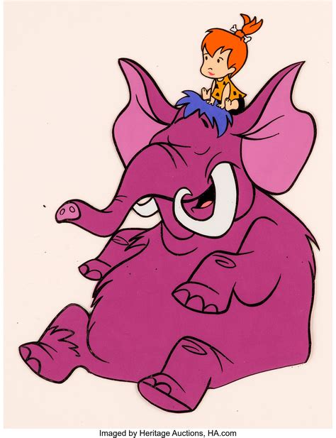 The Flintstones Pebbles And Elephant Production Cel Hanna Barbera