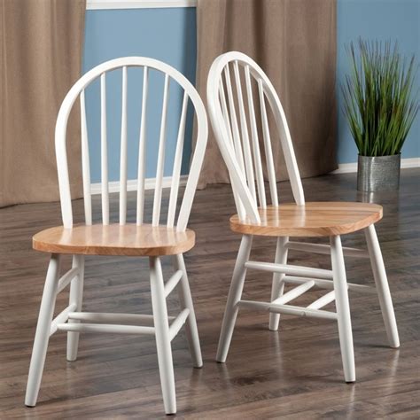 Winsome Windsor Solid Wood Dining Side Chair In Natural And White Set