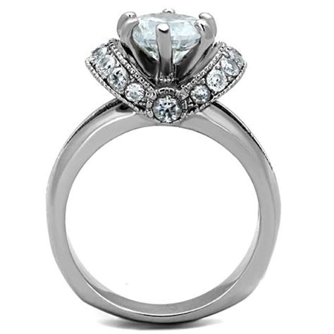 Artk1757 Stainless Steel 25 Ct Round Cut Aaa Zirconia Engagement Ring