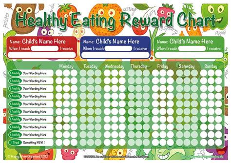 Healthy Eating Reward Chart Childrens A3 Personalised Reward Chart