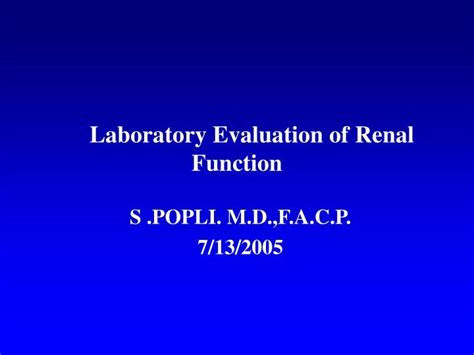 Ppt Laboratory Evaluation Of Renal Function Powerpoint Presentation