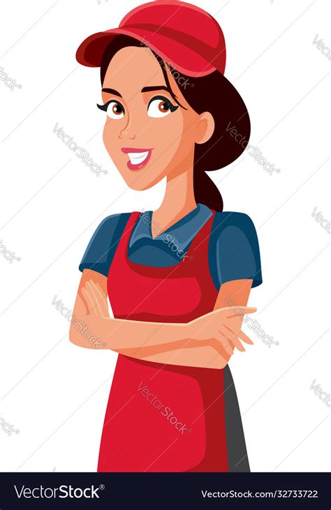 Female Sales Clerk Supermarket Employee Standing Vector Image