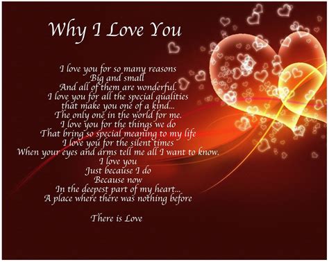 Personalised Why I Love You Poem Birthday Christmas Valentines T