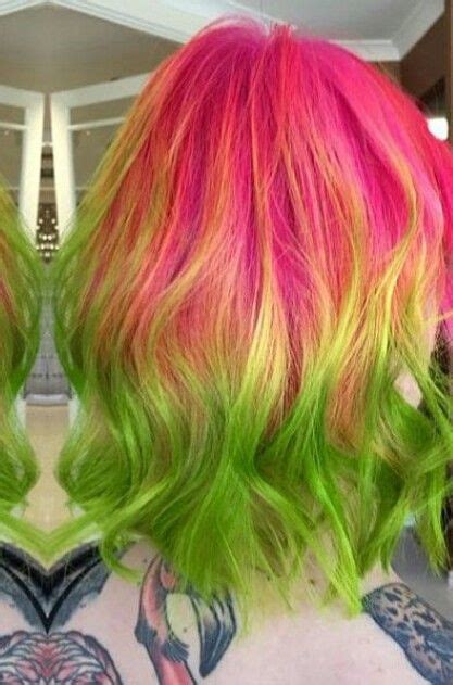 Pink Green Ombre Dyed Hair Color Hair Dye Colors Dyed Hair Hair