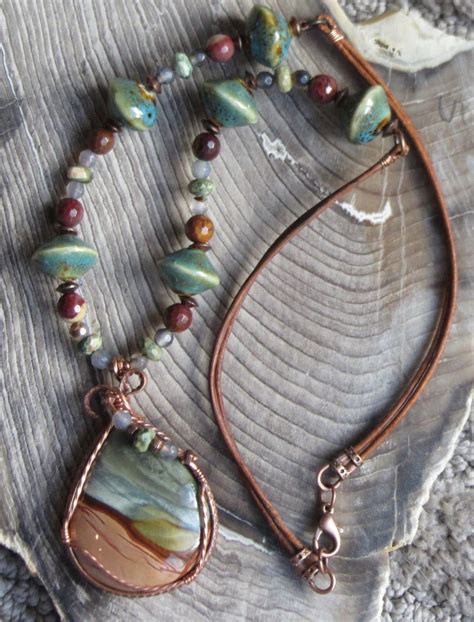 Wire Wrapped Polychrome Jasper Faceted Mookaite Rainforest Etsy