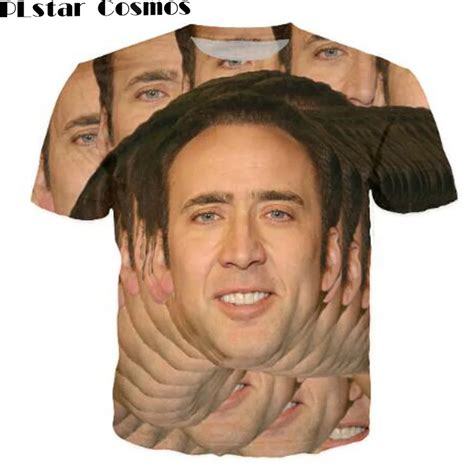 Plstar Cosmos Summer Style Fashion T Shirt Nicolas Cage Crazy Funny Stare At You Print 3d T