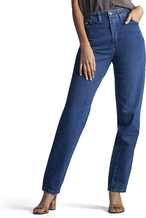Lee Womens Petite Relaxed Fit Side Elastic Tapered Leg Jean Amazon