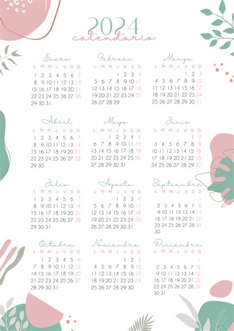 Calendario 2024 Plantilla Calendario Calendarios Mensuales