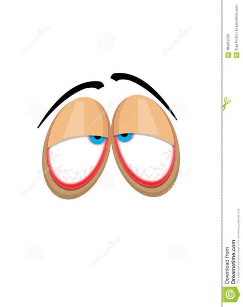 Cartoon Of A Very Tired Looking Pair Of Eyes Stock Illustration