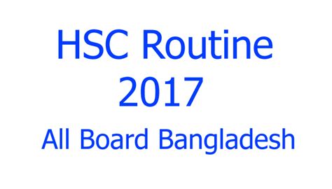 Hsc Exam Routine 2019 All Education Board