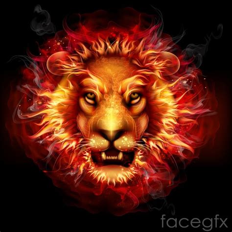 Creative Flame Lion Head Vector Fire Lion Fire Art Lion Illustration