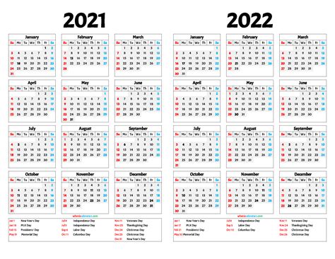 Free Printable Calendars 2021 2022 Riset