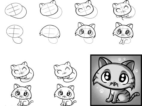 How to draw anime characters tutorial? How to draw anime cat - 10 step-by-step drawing ...