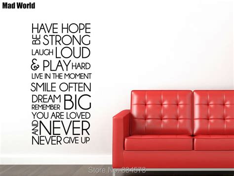 Mad World Have Hope Be Strong Motivational Wall Art Stickers Wall Decal Home Diy Decoration
