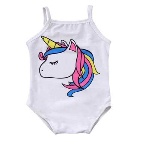 Stylesilove Baby Girl Unicorn Print One Piece Swimsuit Beachwear