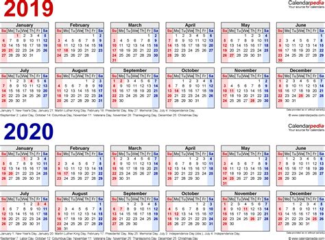 Calendar With Week Numbers 2019 2020