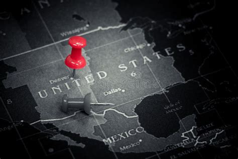 Red Push Pin On United States Of America Map Stock Image Image Of