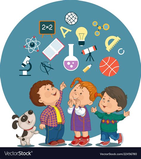 Cartoon Children With Education Icons Royalty Free Vector