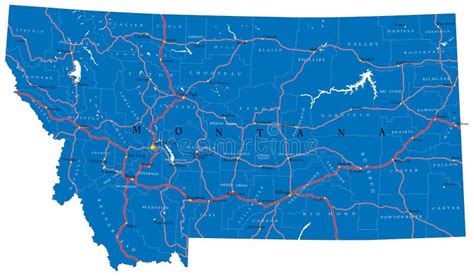 Montana Map Counties Major Cities And Major Highways Digital Images